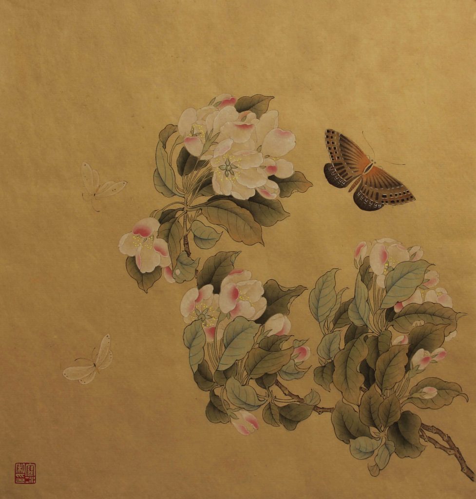 临海棠蛱蝶图 2014 26×26cm