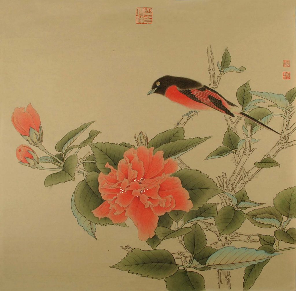 山花栖禽 2016 45X45cm